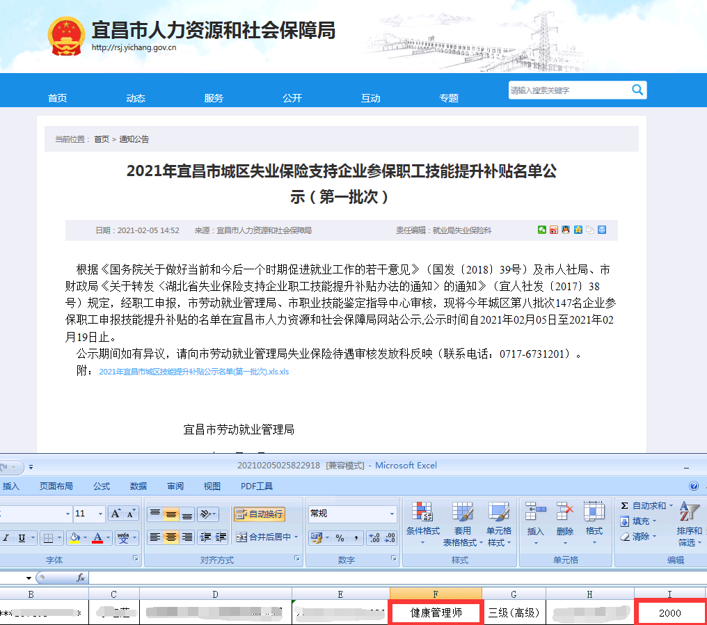 2021年宜昌市城區(qū)健康管理師第一批職工成功領(lǐng)取國家技能提升2000元補(bǔ)貼！